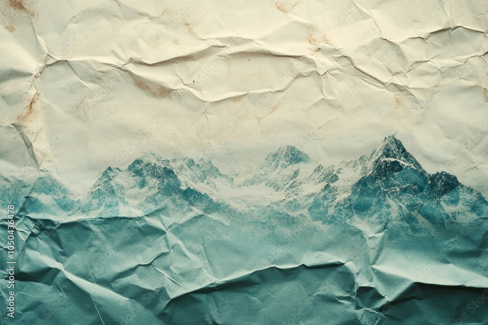 custom made wallpaper toronto digitalA vintage photo of a mountain range printed on crumpled paper, suggesting a nostalgic and textured feel. The photo captures the majestic beauty of the mountains, while the crumpled paper adds a layer