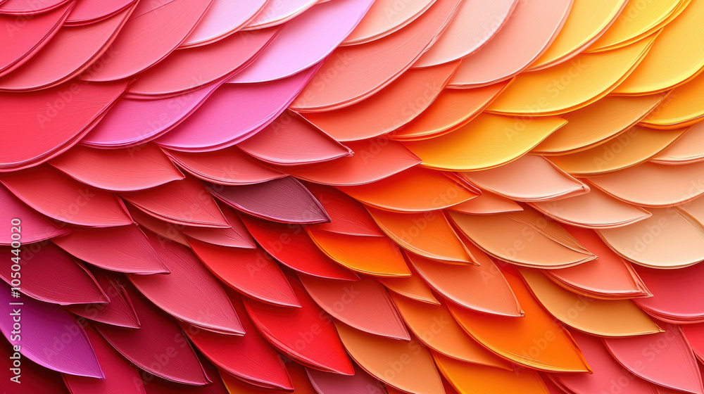 Vibrant gradient of overlapping scales in shades of pink, red, and orange creates visually stunning texture. This artwork evokes warmth and creativity, perfect for various design projects Vibrant gradient of overlapping scales in shades of pink, red, and orange creates visually stunning texture. This artwork evokes warmth and creativity, perfect for various design projects