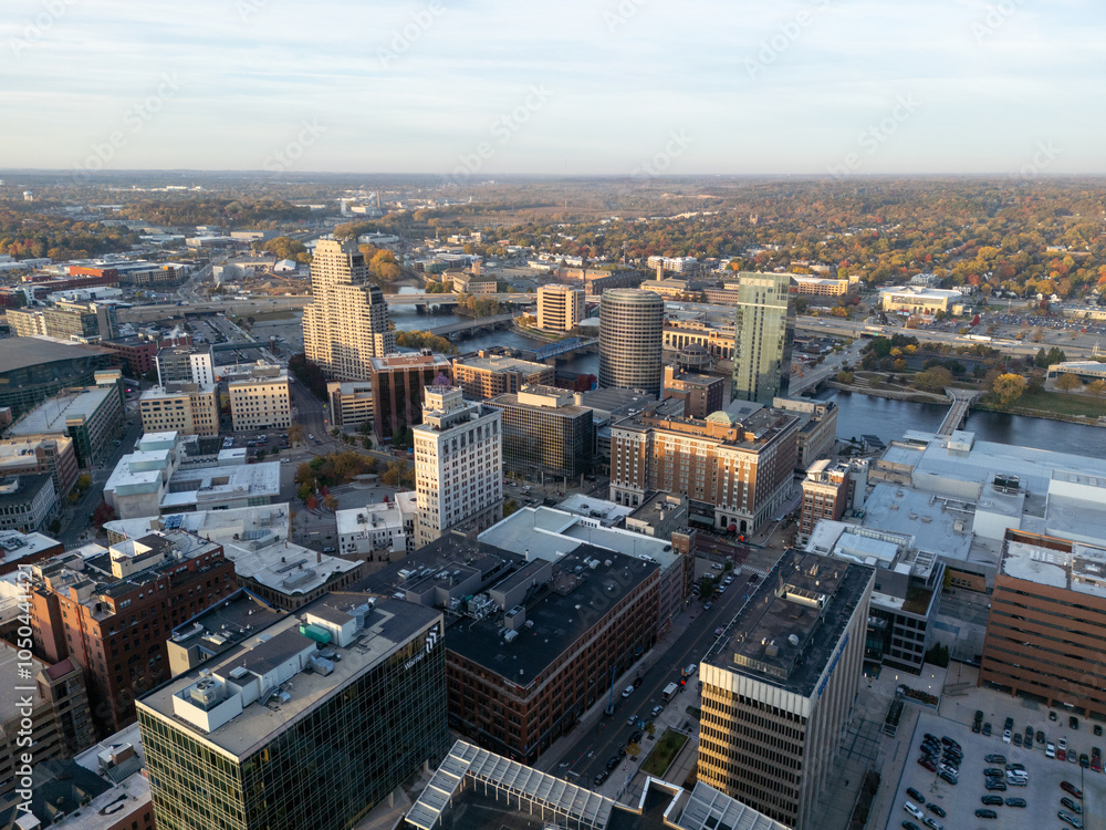Fototapeta premium Grand Rapids View from the sky - Downtown