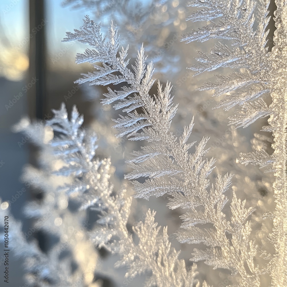 Frost-covered plant shimmering in winter sunlight Frost-covered plant shimmering in winter sunlight