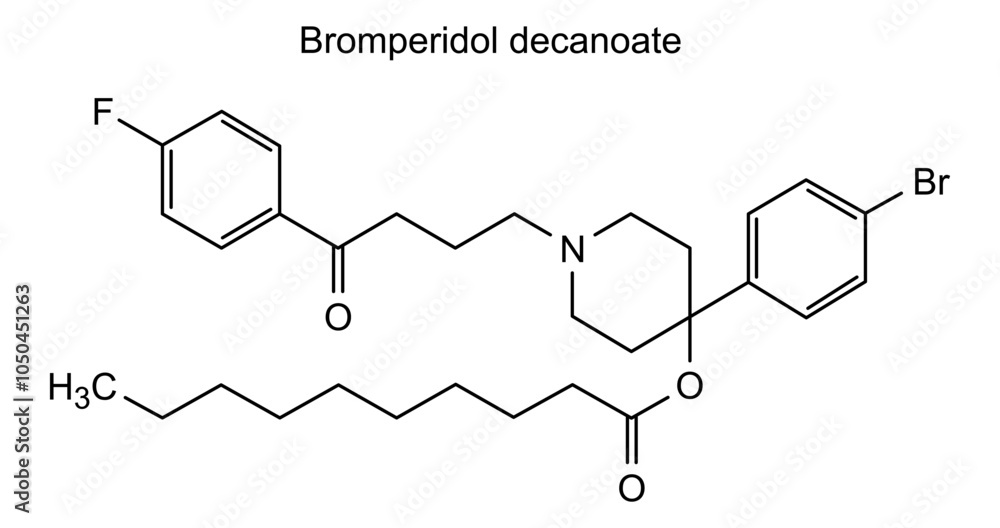 Obraz premium Chemical structure of bromperidol decanoate, drug substance