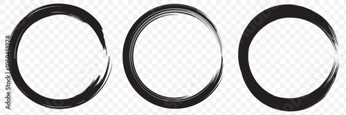 Black Zen Circle Brush Logo, Sign, Icon Vector Design Illustration. EPS 10.