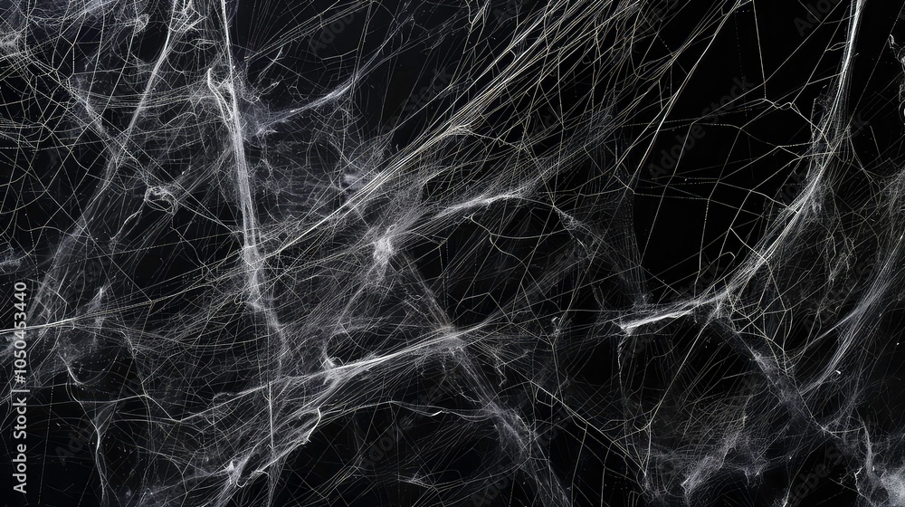 Close-up of a spiderweb with intricate details on a black background. Close-up of a spiderweb with intricate details on a black background.