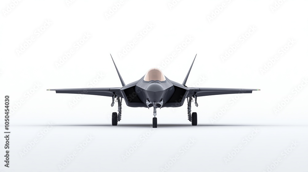 Fototapeta premium Futuristic fighter jet, sleek design, white isolated background