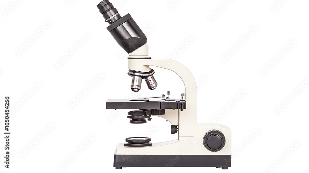 Fototapeta premium Microscope on white isolate background for laboratory and educational use.