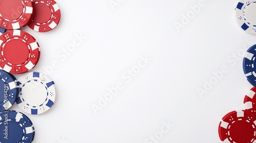 Poker chips on a white isolated background. photo