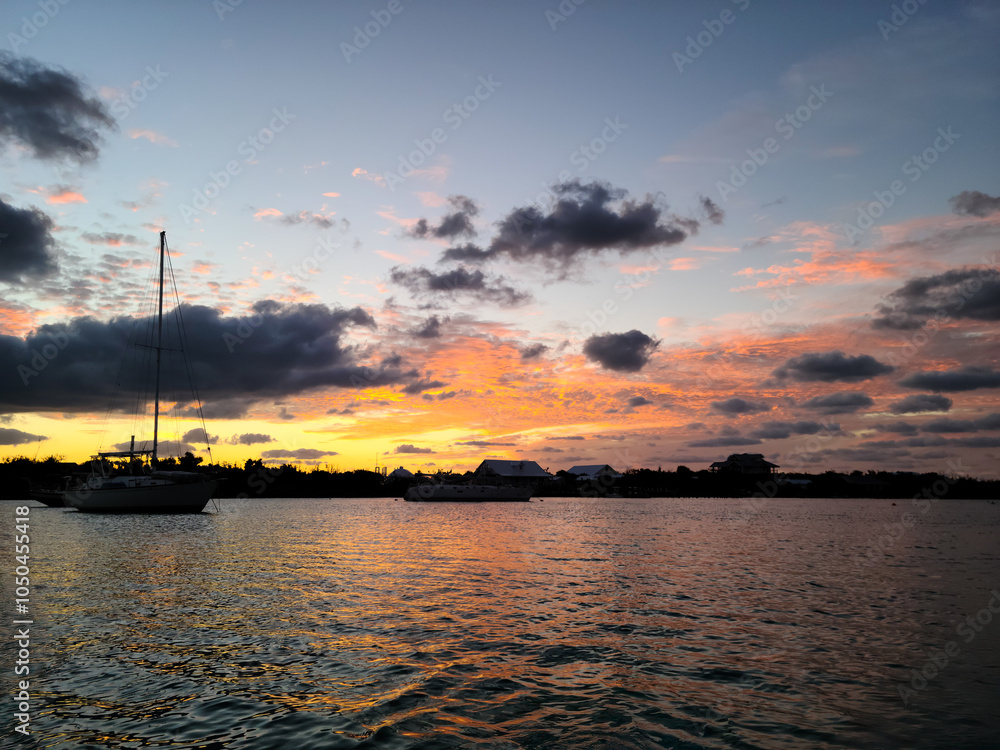 Naklejka premium Beautiful sunset view from an island.