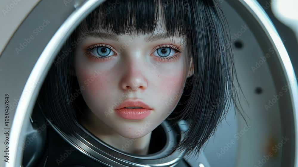 close up face portrait of woman in futuristic suit, sci-fi fantasy theme close up face portrait of woman in futuristic suit, sci-fi fantasy theme