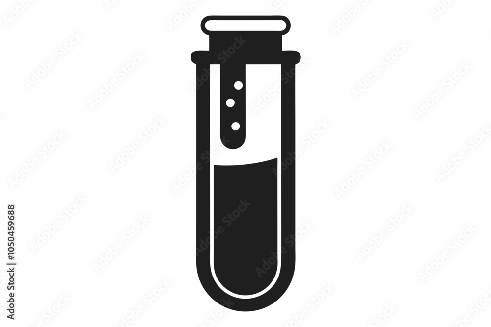 Chemical glass tube vector icon, Chemical flask silhouette, Science icon Chemical glass tube vector icon, Chemical flask silhouette, Science icon