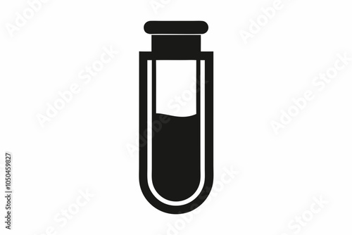 Chemical glass tube vector icon, Chemical flask silhouette, Science icon