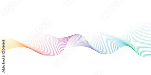 Colorful wave curve lines abstract background with flowing particles. Digital energy waves technology concept. Modern backdrop design for business, presentation, banner.