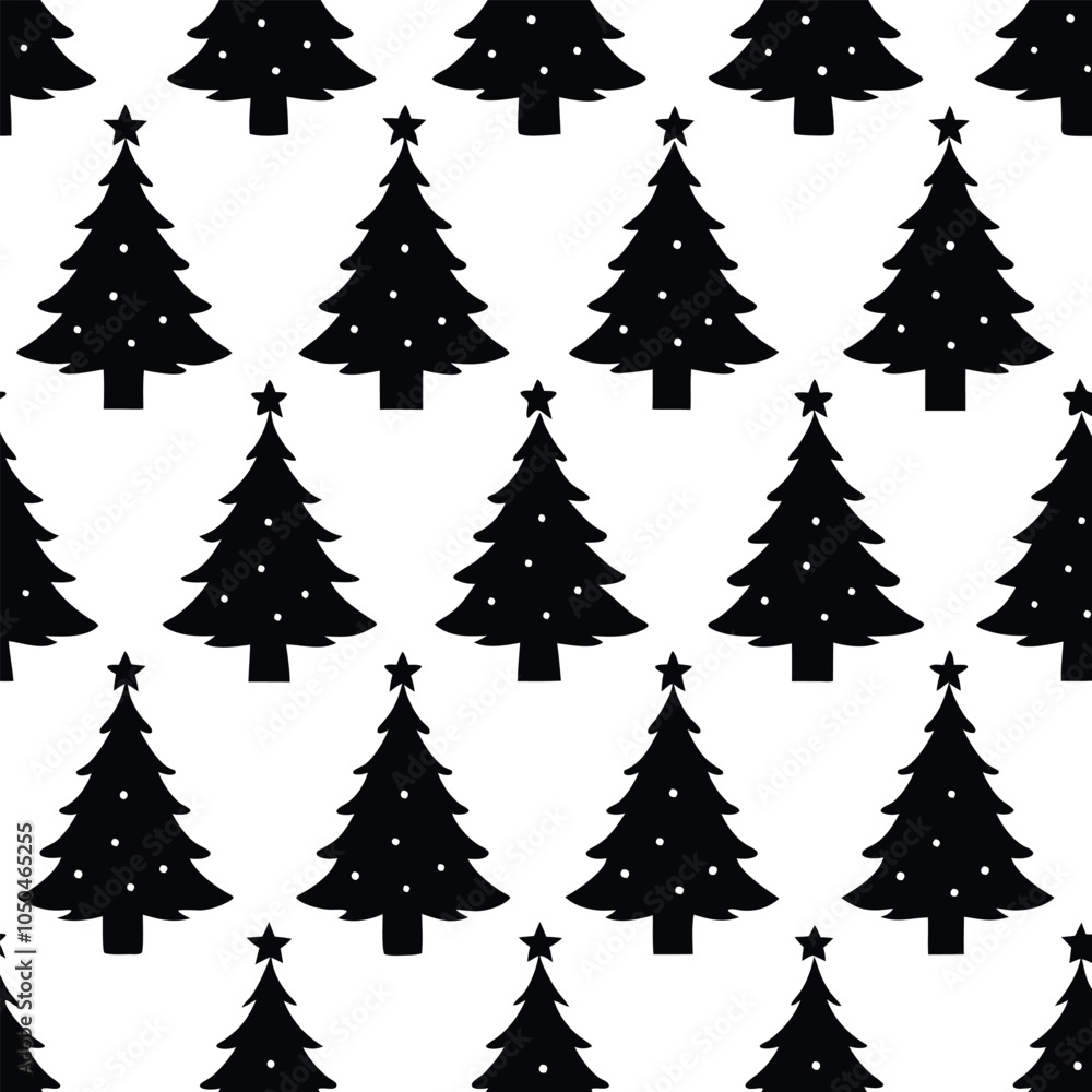 Fototapeta premium Silhouette Christmas tree seamless pattern. Christmas tree background