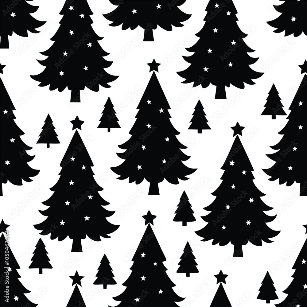 Obraz premium Silhouette Christmas tree seamless pattern. Christmas tree background