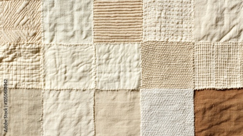 インテリアデザインやクラフトのインスピレーションのためのテクスチャーのあるベージュのパッチワーク