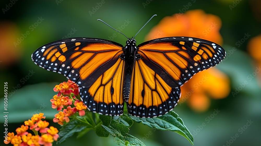 Obraz premium Butterflies flying around flowering plants Delicate butterflies that fly from flower to flower and celebrate spring with their splendor of colors.