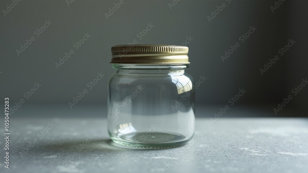 Versatile Clear Glass Jar with Golden Lid, Perfect for Storage Versatile Clear Glass Jar with Golden Lid, Perfect for Storage