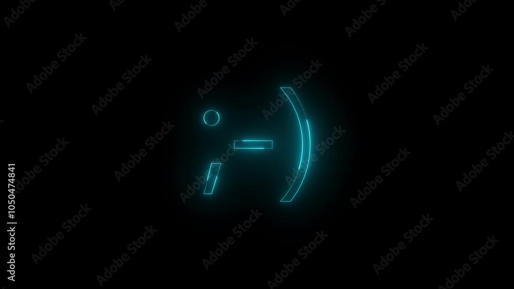 Neon emoji tab text smiles icon glowing black background animation Neon emoji tab text smiles icon glowing black background animation