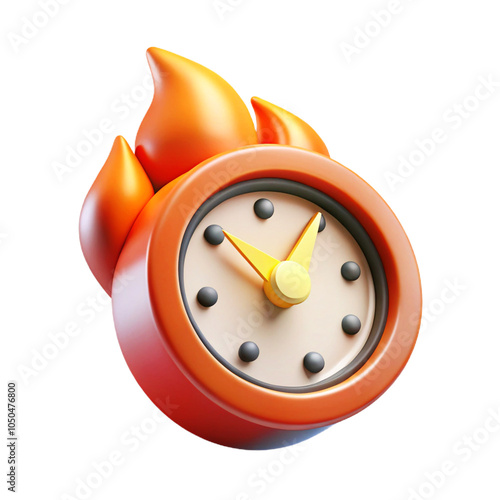 Clock on fire 3d cartoon style illustration