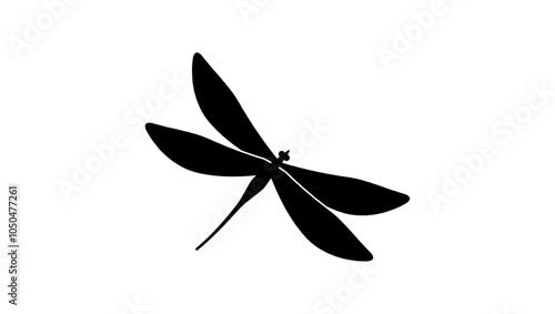 Dragonfly symbol, black isolated silhouette