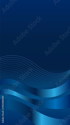 vertical Curve wavy luxary Blue line in black background. Banner, poster, logo golden color on dark background.shopping , big percent label discount. Creative marketing concept. Vector illustration