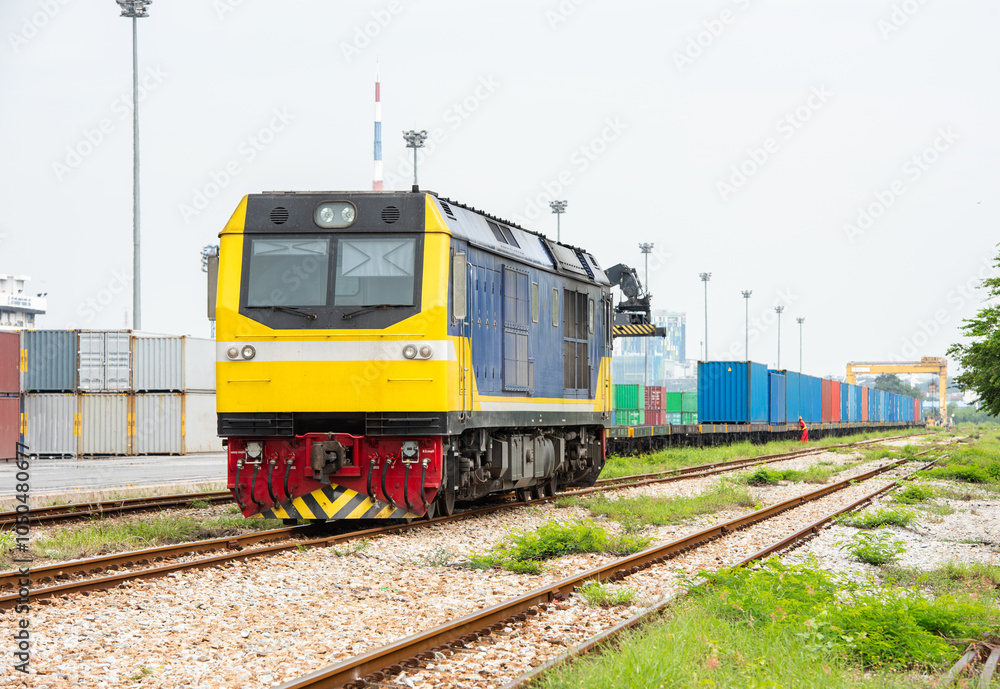 freight train container loading container Port freight train container loading container Port