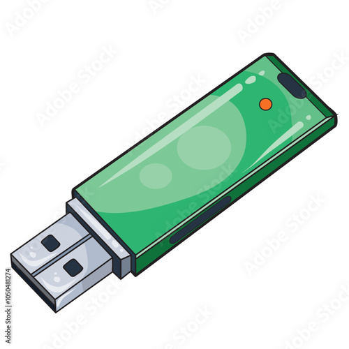 green flash drive with metal contact,