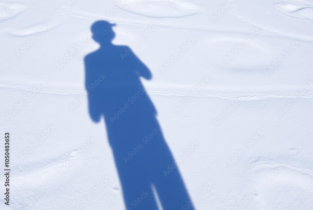 _ - A sharp, dark shadow cast on a snow-covered surface, with hi _ - A sharp, dark shadow cast on a snow-covered surface, with hi