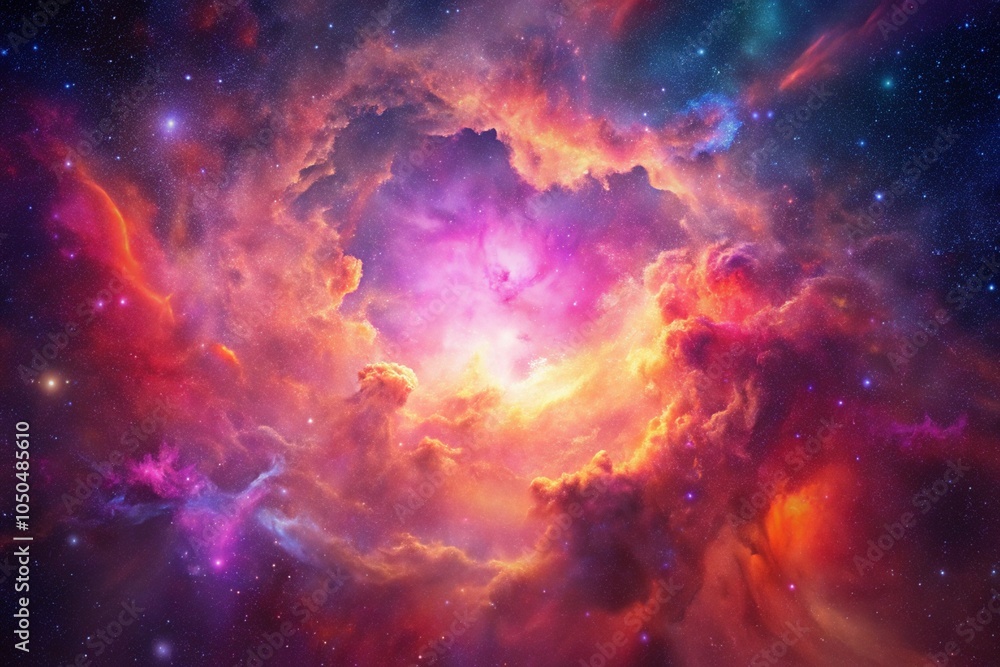 Fototapeta premium Pink space nebula clouds among star pigs