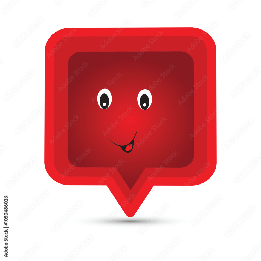 Fototapeta premium Cute red speech bubble with eyes and mouth