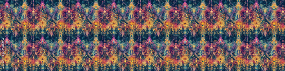 Fototapeta premium Vibrant floral mosaic pattern with intricate symmetry and dazzling colors