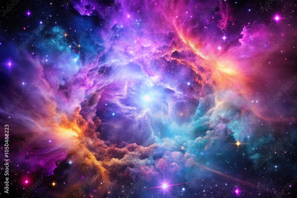 Purple gas nebula in space and sparkling stars Purple gas nebula in space and sparkling stars