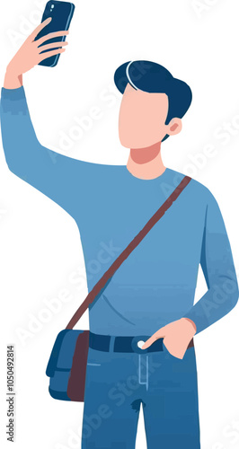 Person taking a selfie .illustration vector on white background