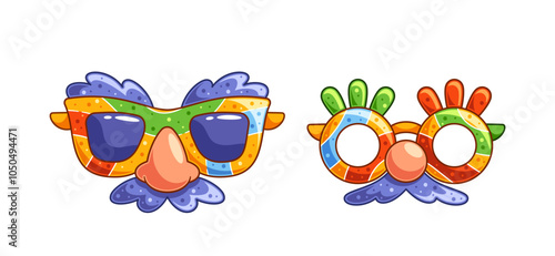 Bright And Playful Carnival Glasses Mustaches and Noses Perfect For Purim Celebrations Or Festive Parties