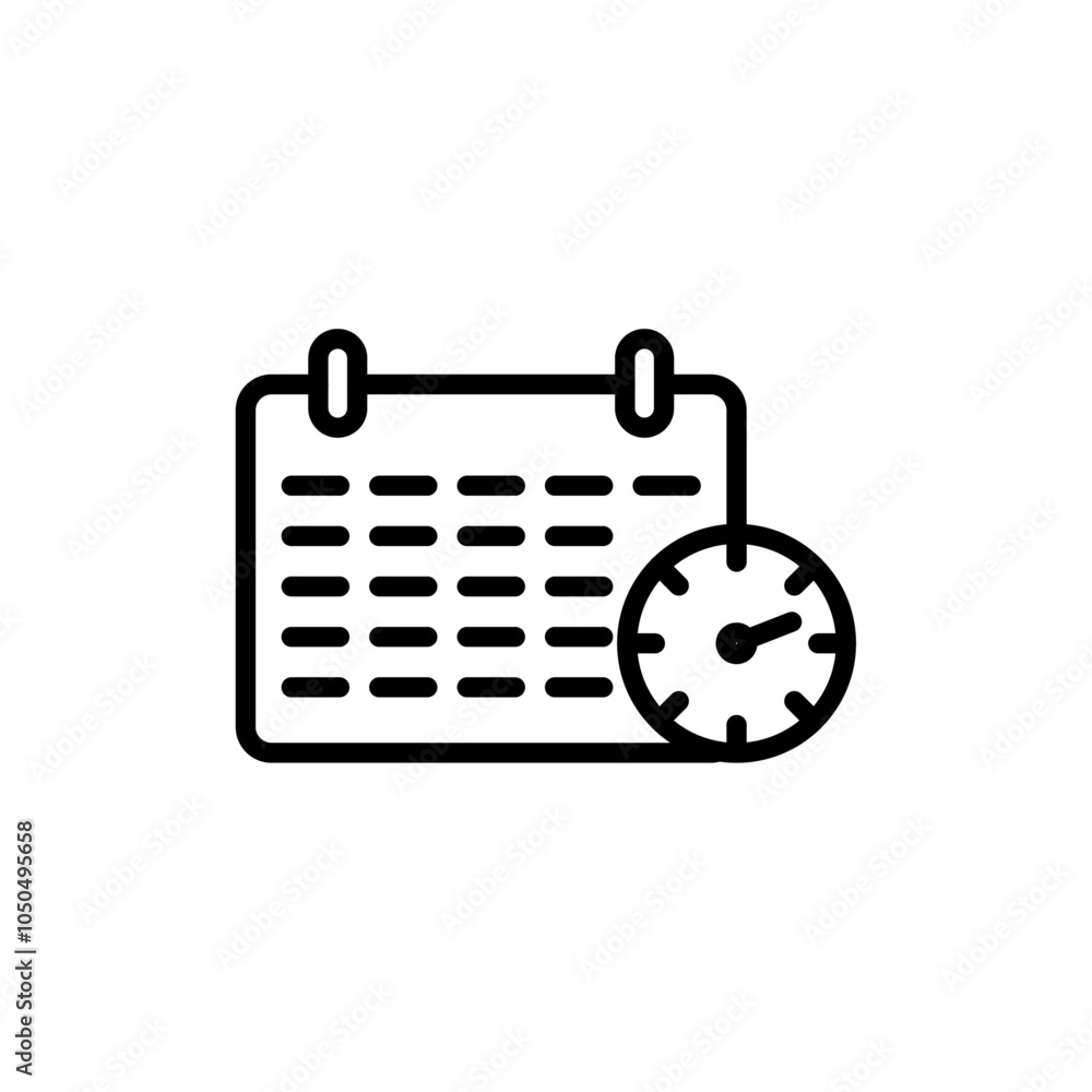 Calendar clock icon Flat fill set collection