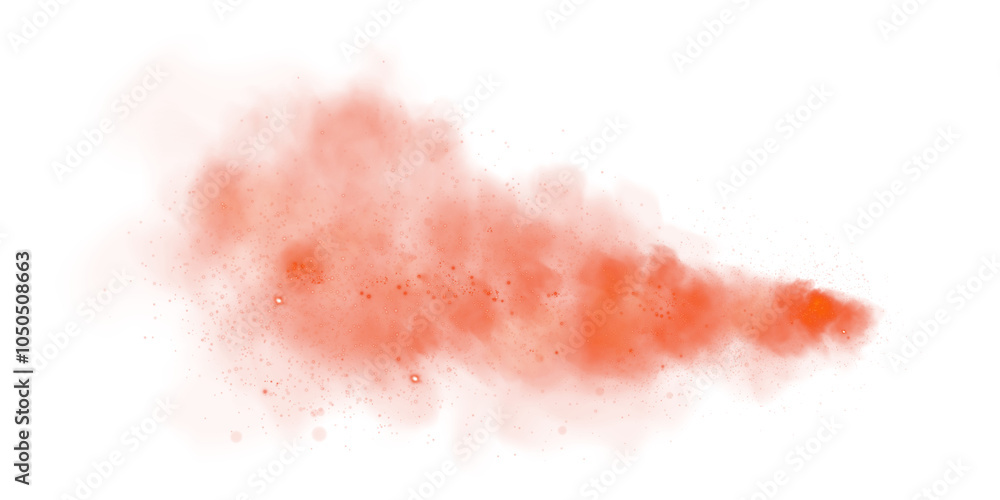 Fototapeta premium Fantastic red smoke background. Magic red smoke with glitter and small particles of twinkling stars. Fog with luminous particles. Red vapor with stardust. Morning fog over land or water surface, magic