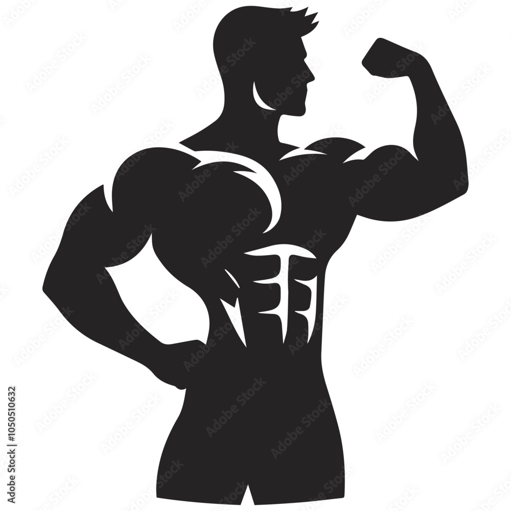 Muscular Man Lifting Dumbbell Silhouette Vector for Fitness Designs, Ai generated Muscular Man Lifting Dumbbell Silhouette Vector for Fitness Designs, Ai generated