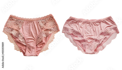 Set of women's panties on a transparent background, Panties for the girl, Pink underwear