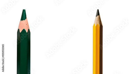 Two pencils Isolated on the Transparent background, Top View