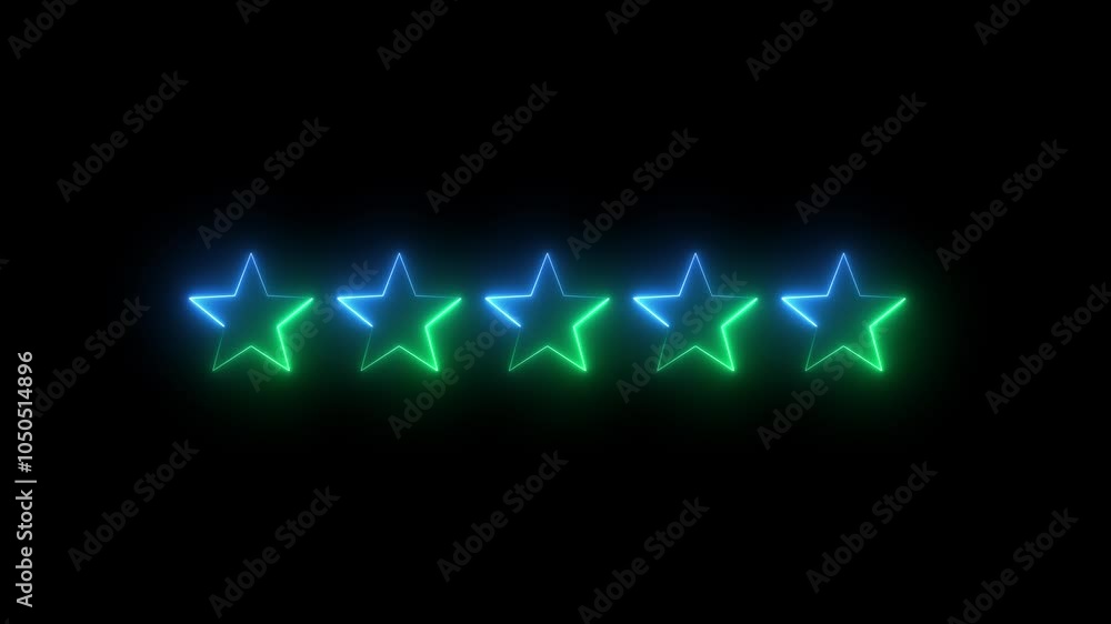5 stars. Neon stars. Animated neon 5 stars logo. Animation alpha channel transparent background. Rating. 5 stars. Neon stars. Animated neon 5 stars logo. Animation alpha channel transparent background. Rating.