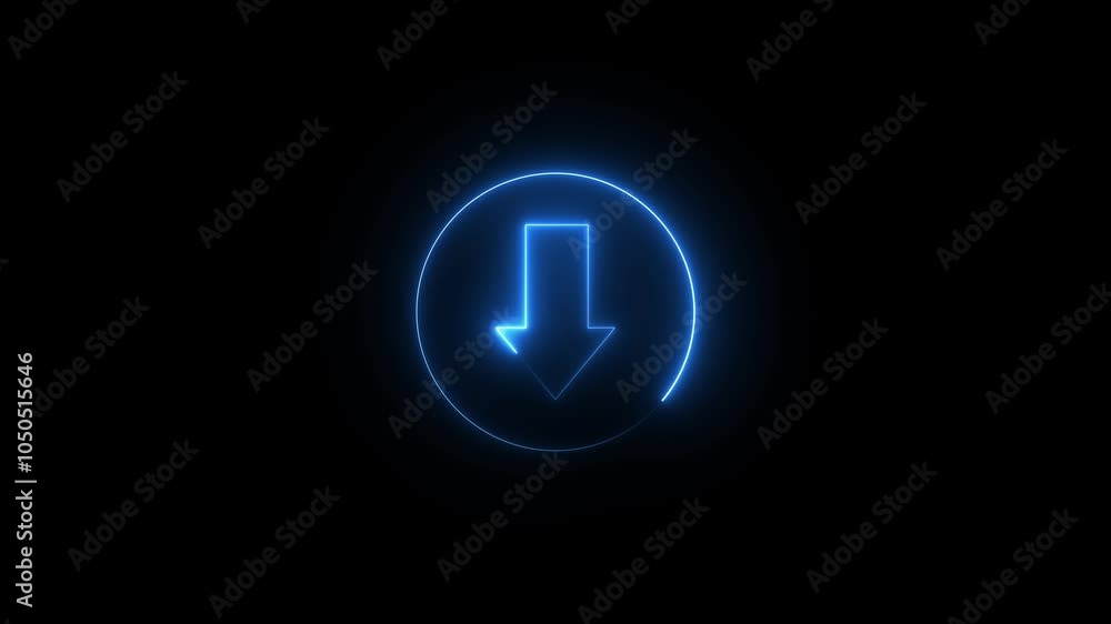 animated Neon lighting glow down side direction arrow in glow circle animation ,neon glossy arrow animated Neon lighting glow down side direction arrow in glow circle animation ,neon glossy arrow