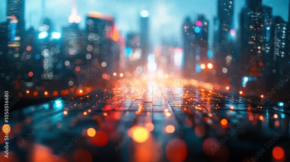 Urban Night Lights with Bokeh Effect Urban Night Lights with Bokeh Effect