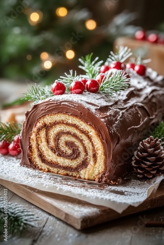 ブッシュドノエルのクリスマスケーキ