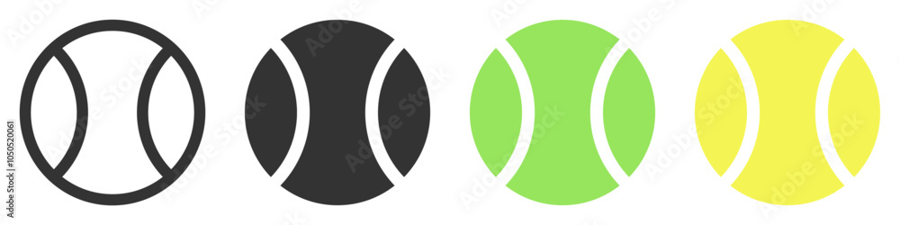 Vector illustration of tennis balls in four different color variations, symbolizing sports, fitness, and leisure activities. Perfect for sports-related designs. Vector illustration of tennis balls in four different color variations, symbolizing sports, fitness, and leisure activities. Perfect for sports-related designs.