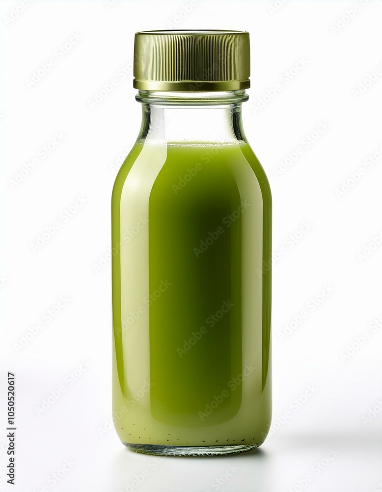 Glass bottle of green juice Glass bottle of green juice
