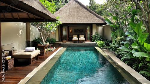 Wallpaper Mural Serene Poolside Retreat Surrounded by Lush Greenery Torontodigital.ca