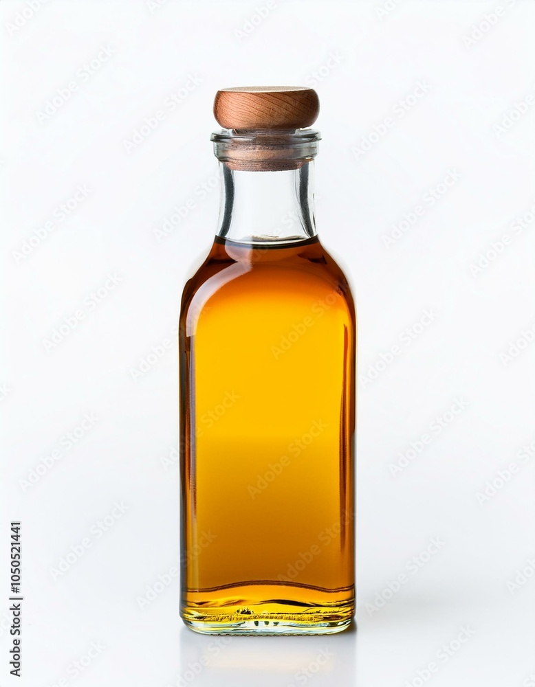 Glass bottle of amber liquid Glass bottle of amber liquid