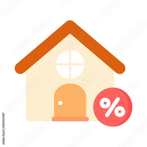 House mortgage rate icon. Real estate, property, construction, residential, mortgage, financial, investment, value, loan concepts. Flat vector design isolated illustration.