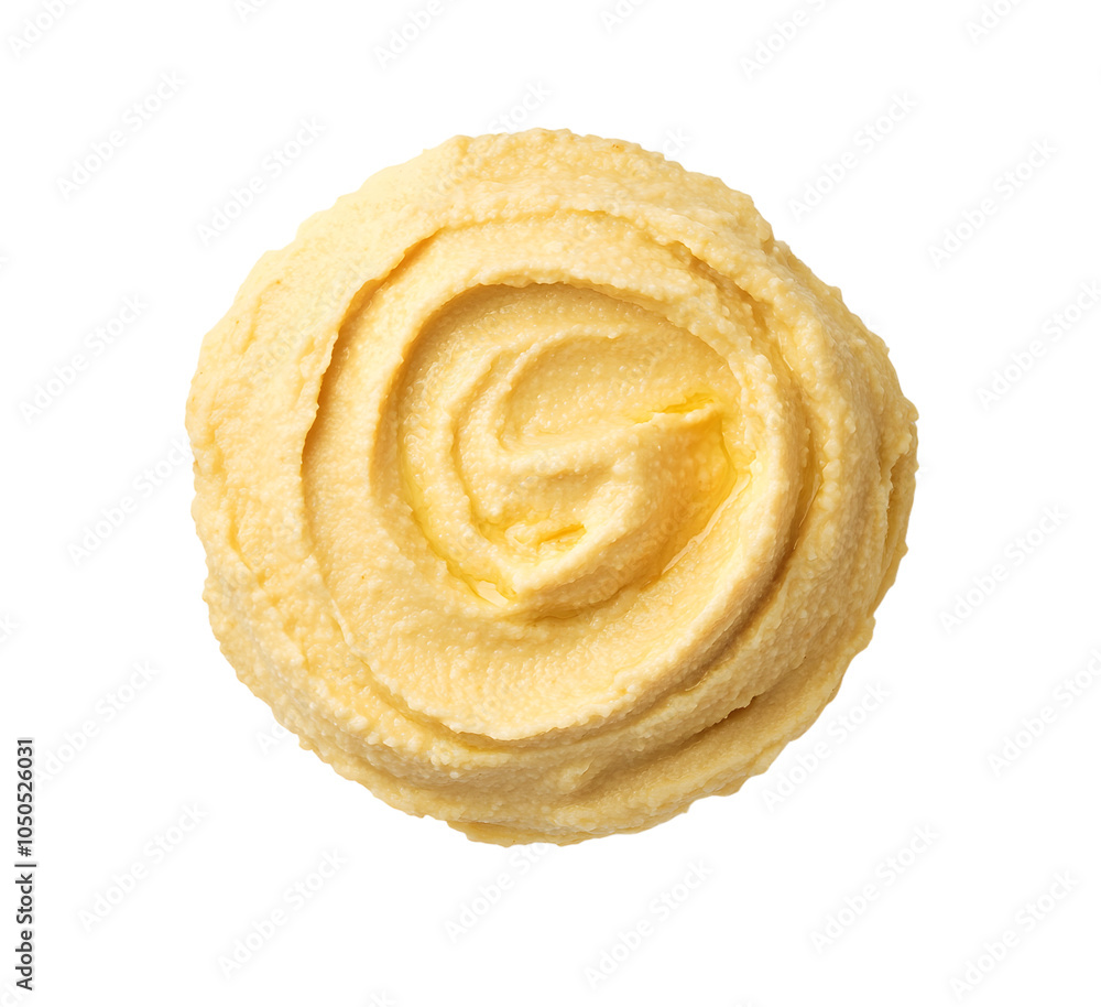 Sample of delicious hummus isolated on white, top view Sample of delicious hummus isolated on white, top view