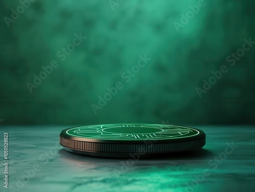 Futuristic rendering of a governmentbacked CBDC coin glowing with security layers, symbolizing trust and digital integrity photo