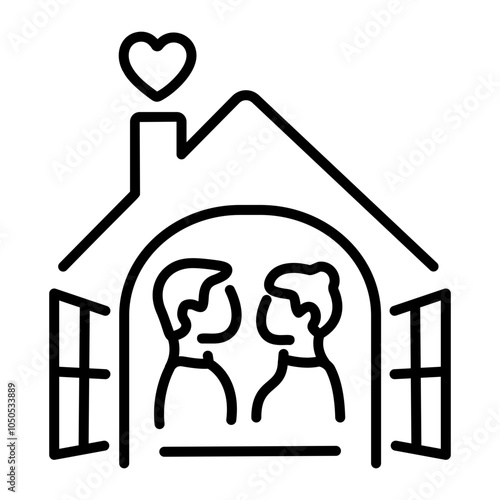 A line icon of couple home 
